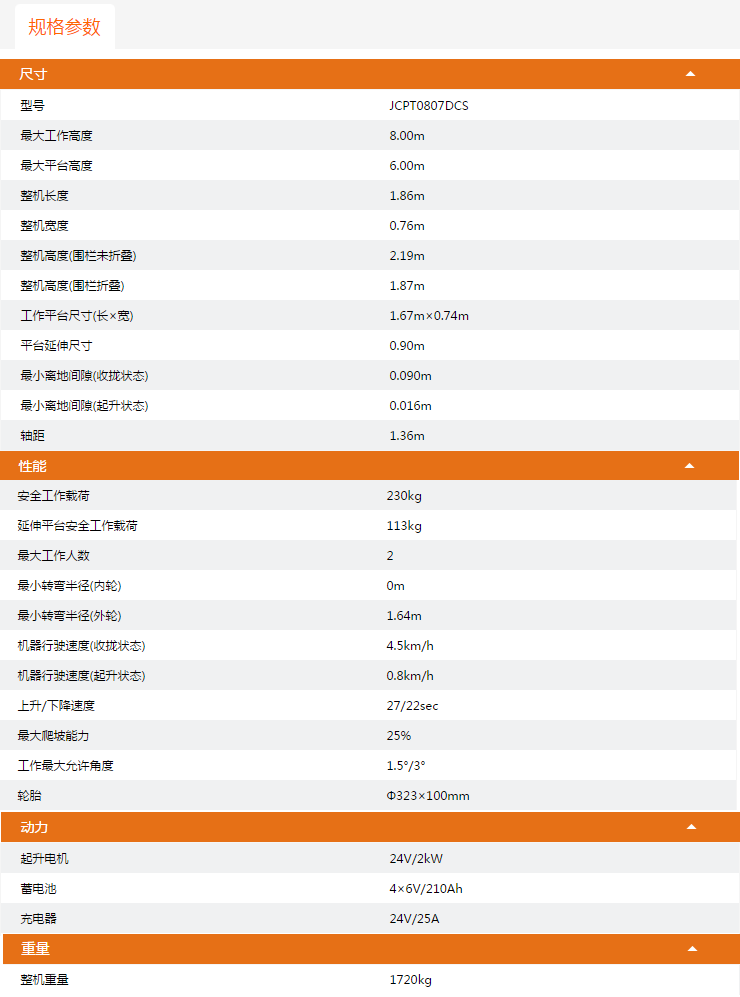 黑龍江升降平臺JCPT0807DCS規(guī)格參數(shù)